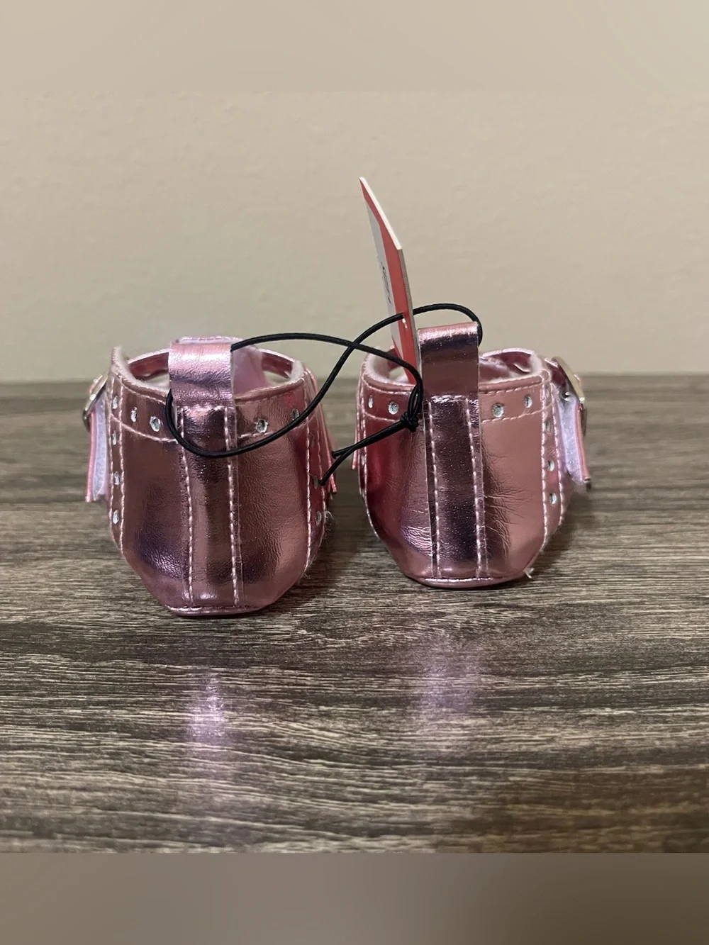 Vince Camuto Baby Metallic Pink Booties with Jewel Accents
